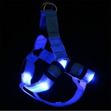 소형견 LED 강아지 하네스 가슴줄 블루 강아지하네스리드줄세트xs