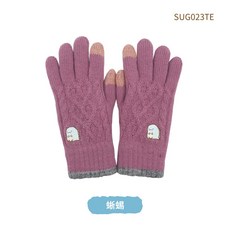 體溫魔術師 角落生物正版授權 MIT台灣製 成人麻花刺繡雙層觸控保暖加絨手套, 蜥蜴, 1個