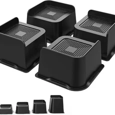 루피아 침대 가구 라이저 헤비 듀티 소파 테이블 의자 또는 책상용 스태커블 라이저 4개 세트(블랙 6인치), Black, 4 inch