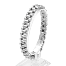 레젠시아 고급 게르마늄 원터치 팔찌 건강팔찌 남녀공용, 실버(폭 1.0cm), 1개