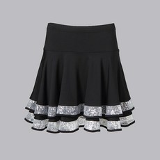 풀스커트 안전바지 사교춤 라틴댄스 S 스커트 스포츠댄스 (38 43kg)검정색 (안전바지포함)