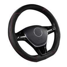 D 컷 스티어링 휠 커버 범용 극세사 가죽 통기성 플랫 바텀 커버 스포츠 스타일 15인치/38cm 블랙 299944