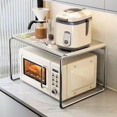 다용도 전자렌지 선반 500 간편설치 밥솥다이 오븐수납 1인밥상 렌지대, 크림화이트, 2단