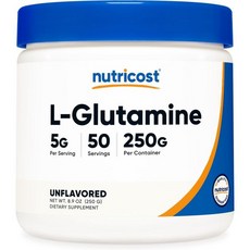 뉴트리코스트 Nutricost L-Glutamine Powder 500 Grams Unflavored - Gluten Free & Non-GMO 100 Servings, 8.8 Ounce (Pack of 1), 500g, 1개