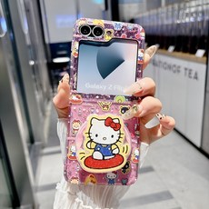 갤럭시 z플립5 z플립6 힌지보호 투명 실리콘 온 스크린 고양이 핸드폰케이스