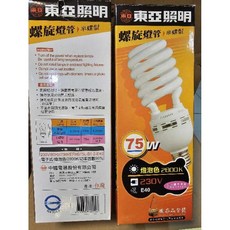 《符合國家CNS標準》東亞 220V75W螺旋燈管 E40螺旋燈泡 半螺型 黃光, 1個, 2800K