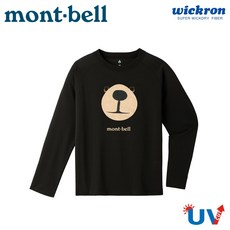 Mont-Bell 日本 WIC.L/S T MONTA熊臉 童長袖排汗T