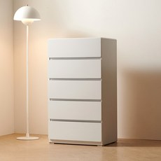 바온 화이트 5단 서랍장600 라운드모서리 DEDD012, 올화이트