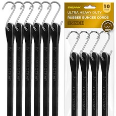 후크가 달린 번지 코드 15인치 튼튼한 고무 스트랩 트럭용 10팩 방수 타이 다운 레인 커버 화물 캐노피 야외용 180파운드 하중, 10" longX10Pack