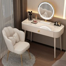 템바보드 화장대 흰색 60cm 80cm 대리석, 신터드 스톤, 완전 조립 완료, 70cm 페탈 체어