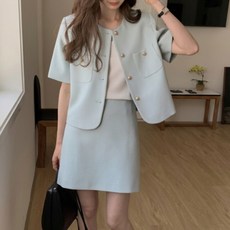뉴욕멋쟁이 트윗 라운드 자켓+미니 스커트 세트