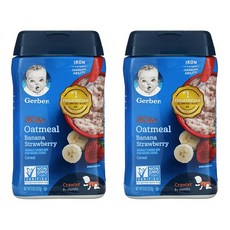 거버 Lil' Bits 오트밀 시리얼 8개월 이상 바나나 딸기 227g 귀리 x 2개, 혼합맛(바나나/딸기)