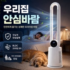 [2차완판] 날개없는 무소음 BLDC 선풍기 무풍 타워형 오템 블루밍에어 선풍기, 1개, 크림화이트