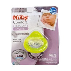 Nuby 桃園小太陽 餵養系列 - 全矽膠櫻桃型安撫奶嘴 0-6M, 1個, 綠