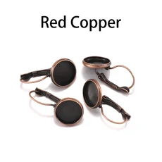 라운드 도금 카보 숑 카메오 트레이 설정 귀걸이 프랑스 레버 백 보석 용품 8 10 12 14 16 18 20 25 mm, 01 20mm x 10pcs, 03 Red Copper