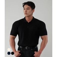 UNTAPPED STUDIO 머슬핏 워셔블 케이블 반팔 카라 니트 3Color 275834