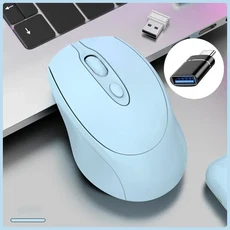 충전식 무선 컴퓨터 마우스 2.4G 블루투스 호환 USB 자동 게이머 PC 노트북 Macbook 태블릿, 06 Blue with OTG