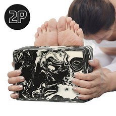 대한만물상 요가블럭 폼블럭 마블디자인 EVA소재 벽돌 다양한 컬러, 블랙, 2개