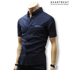 Heartbeat Toedin彈性短袖襯衫半修身點點短袖翻領襯衫團體服紳士男款大尺碼Y襯衫