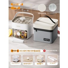 가정용 대용량 제빙기 얼음제조기 스박스 냉장고용 얼음틀, 48칸 밀키화이트 보온가방 1개, 기본 색상
