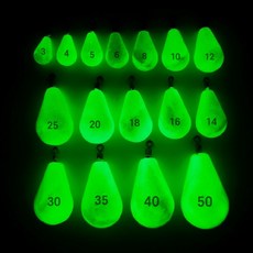 물방울 야광봉돌 쭈꾸미 갑오징어 야광추 고리 봉돌, 5개