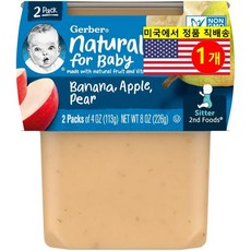 Gerber 유아용 2단계 이유식 오가닉 천연 곡물 과일 퓨레 2개입 226g 1개, 바나나 With 사과 & 배(Bananas With Apples & Pears)