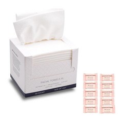 세안용 일회용 페이스 타월 50개 엑스트라 라지 25.4 x 30.5cm(10 x 12인치) 80gsm 두꺼운 드라이 페이셜 타월 압축 페이셜 마스크 10개 포함 보풀, 세안용 일회용 페이스 타월, 50개, 엑스트라 라지 2