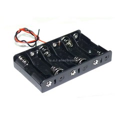 UCI電子 電池盒 6節3號AA 9V 無蓋 帶線, 1個