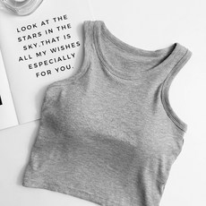 螺紋工字寬肩胸墊短版背心 BRA TOP 削肩背心 背心女 繞頸背心 運動背心 運動內衣小可愛