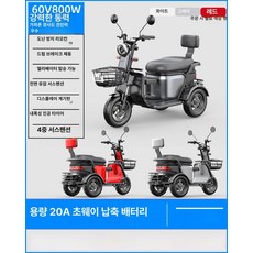 전기 삼륜차 어르신 전동 스쿠터 여성 세발 전기오토바이 농촌 마실용 출퇴근 48V 60V, 800W 60V20A 납산배터리, 48V-60V