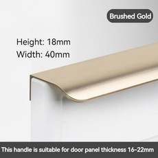 옷장 문 손잡이 알루미늄 합금 비천공 원형 호 보 않는 긴 캐비닛 가장자리 밀봉, 80MM, Drawing Gold, 1개