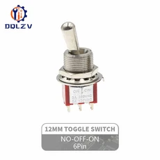 레드 미니 3핀 6mm 2/3 위치 셀프 리셋 토글 ON-(ON)DPDT 6A/125V MTS, 02 1PCS, 07 6P On-Off-On 12.5mm, 1개