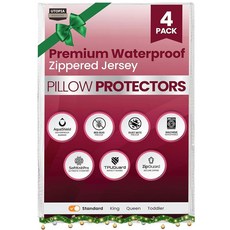 Utopia Bedding 지퍼가 달린 방수 베개 프로텍터 4개 세트 킹 사이즈 (화이트) 울트라 소프트 베개 커버 빈대 및 먼지 진드기 방지 베개 커버 수분 흡수 베개, 화이트