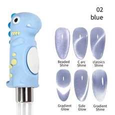 쿠쿠스토어 3in 1 네일 마그넷 도구 러브 하트 캣아이 더블 라인 문 스네이크 패턴 프렌치 UV 스틱 매니큐, 06 HJ-NAT271-Blue