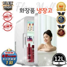 플렉스몰 화장품 냉장고 차량용 가정용 일반형 고급형 미니 소형 미러 LED 저소음 냉온장고, E12L