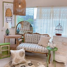 【Eze Art Deco】芒果木黑白圖案雙人沙發，美式設計，幾何圖案，客廳沙發