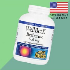 내추럴 팩터스 웰벳엑스 베르베린 식물성 베지캡슐 120정 500mg Natural Factors WellBetX Berberine 120 Vegetarian Capsules p