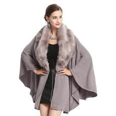 NCDIMS 여성용 모조 모피 랩 및 숄 이브닝 드레스 정장 신부 드레시 케이프 따뜻한 가을 겨울 웨딩 파티 망토 블랙. 142008, 회색