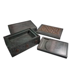 《博古珍藏》清乾隆御製文二集松花石硯銘暖硯，7公斤，早期收藏宮廷文房用品，國際拍賣級, 1個