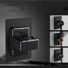 무타공 초강력 부착식 샤워기 거치대 걸이 고정 홀더 고급형, 2개, 다크 블랙