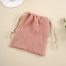 아동용 더블 레이어 코튼 모슬린 침대 가방 단색 인쇄 보관 드로스트링, 7. Skin pink