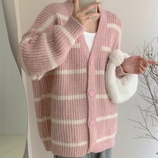 가디건 롱 데일리 루즈핏 스트라이프 니트 단가라