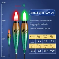 전자 낚시 플로트 레드/녹색 빛 눈길을 끄는 표시기 바위 Bobbers 긴 꼬리 야간, 7.SE-07, 1개