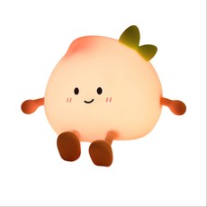 小屁桃拍拍燈 桃子造型觸摸感應夜燈 臥室定時餵奶伴睡燈 居家裝飾氣氛檯燈, 白色