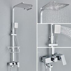 블랙 크롬 3/4 웨이 샤워 꼭지 강우량 냉수 믹서 비데 수도꼭지 욕실 상품 선반, [101] chrome 3-way 10