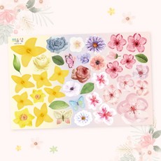 미술샘 DIY 봄꽃 압화 스티커, 단품, 단품