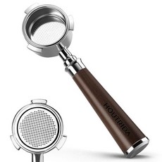 HOUTRIDA Delongli Dedica EC680 EC685 EC885 및 SMEG ECF01 머신과 호환되는 51mm 바텀리스 포타필터 3개 스테인리스 스틸 14-16, Black Walnut