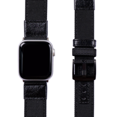 모할랩 애플워치 3/4/5/6/7/8/9/SE 호환 스포티 레더 스트랩 + 보호필름, 01 블랙, 42mm