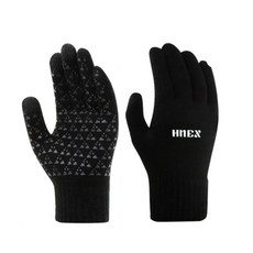 HNEX 스마트폰 터치 방한 논슬립 스포츠 니트 장갑, 블랙, 1개