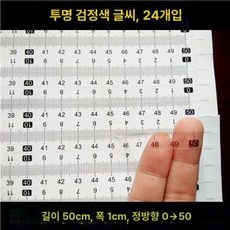 개폐식 고정밀 측정 눈금자 테이프 접착 스티커 줄자, 1개, 50cm 1cm 24 투명